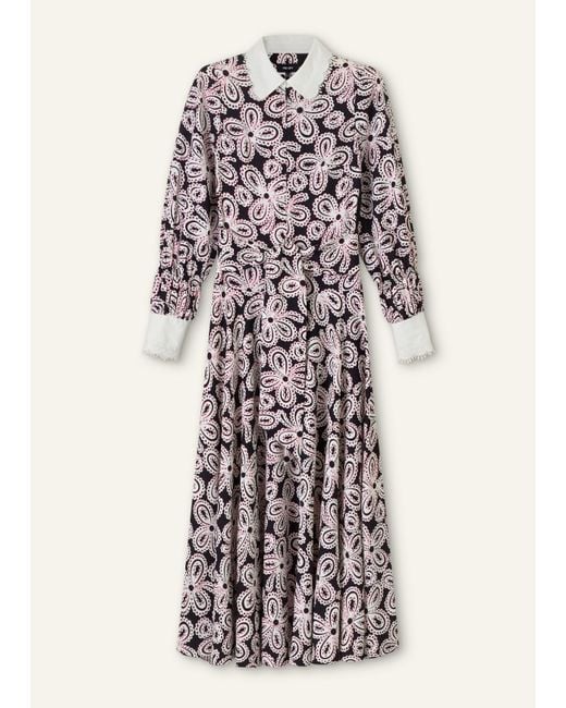 ME+EM Natural Lace Flower Print Shirt Maxi Dress + Belt