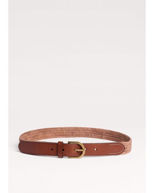 ME+EM Multicolor Round Raffia Belt Blush-Tan