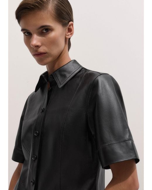 ME+EM Black Straight Leather Shirt