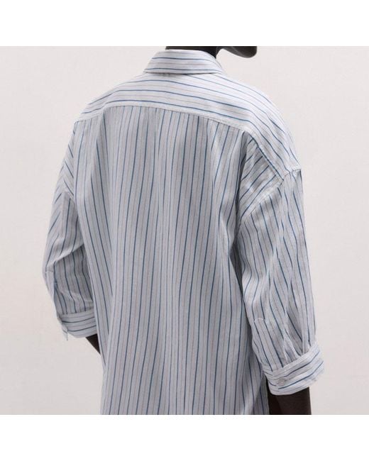ME+EM White Boxy Three Quarter Sleeve Striped Shirt