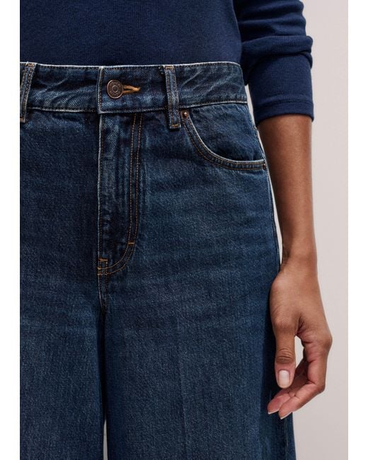 ME+EM Blue Crease Front Denim Culotte