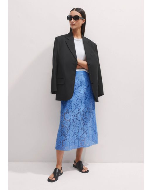 ME+EM Blue Lace A-Line Midi Skirt