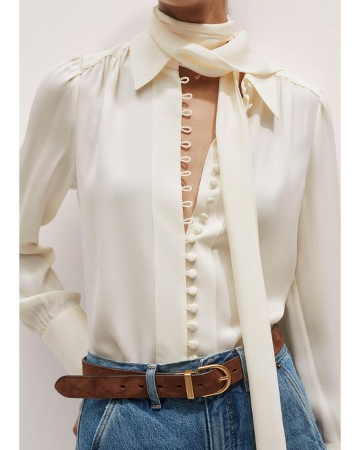 ME+EM Natural Silk Button Layering Shirt + Tie