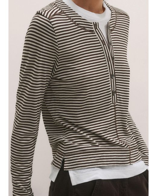 ME+EM Gray Double-Layer Look Long Sleeve Top