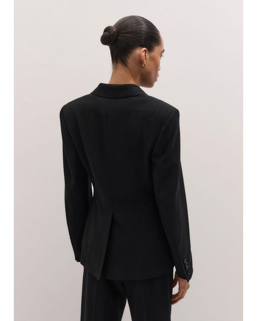 ME+EM Black Contour Sharp Shoulder Blazer