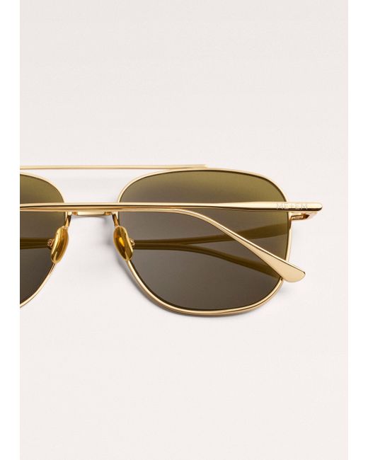 ME+EM Brown Metal Aviator Sunglasses