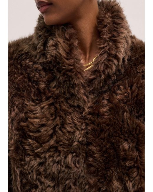 ME+EM Brown Luxe Shearling Crop Jacket