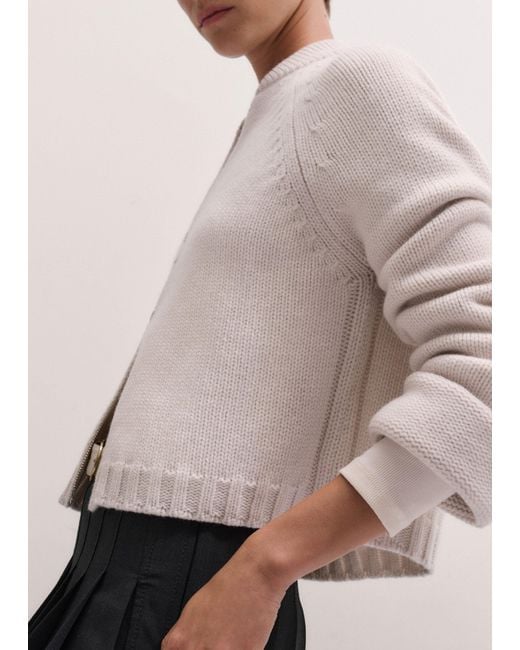 ME+EM Natural Chunky Wool Cotton Knit Bomber
