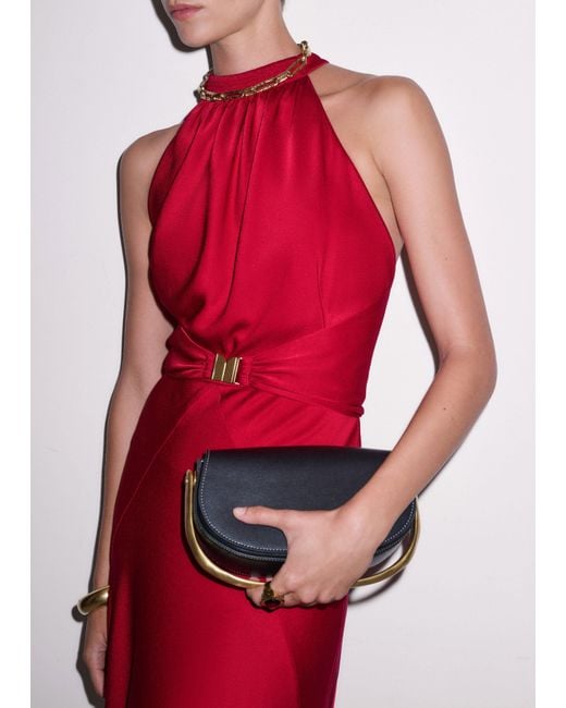 ME+EM Red Beautifully Draped Full Length Dress