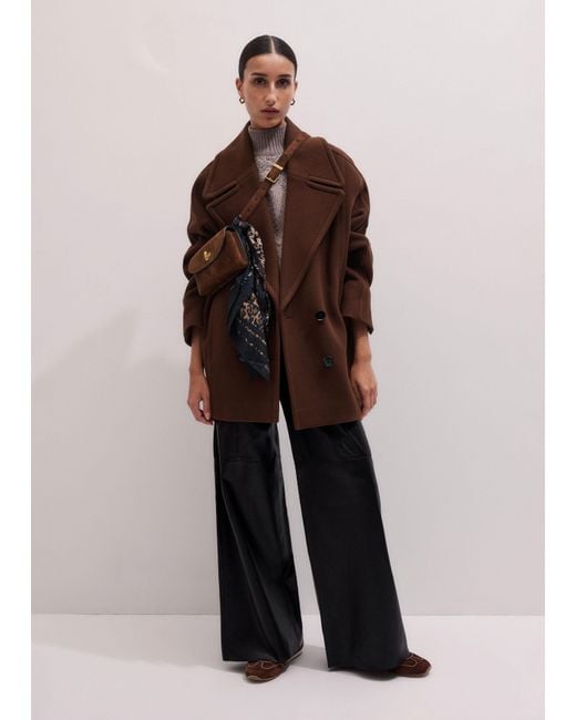 ME+EM Brown Soft Shoulder Military Coat