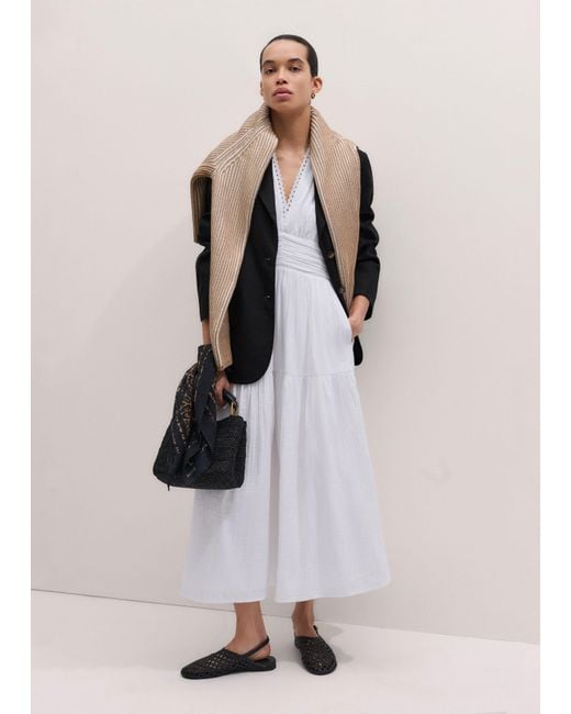 ME+EM Natural Cheesecloth Fit And Flare Maxi Dress