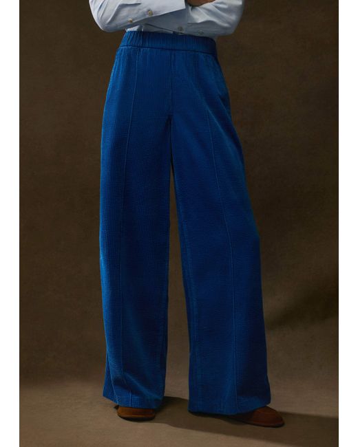 ME+EM Blue Washed Cord Straight-Leg Lounge Pant