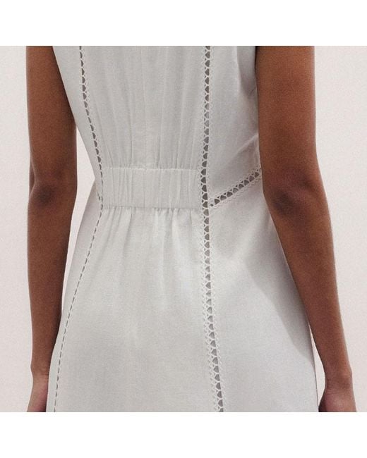 ME+EM White Crease-Less Embroidery Stitch Detail Maxi Dress