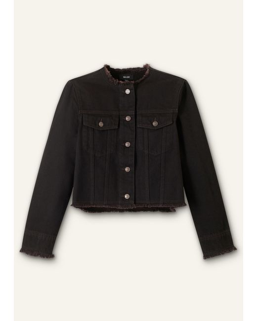 ME+EM Black Collarless Denim Jacket