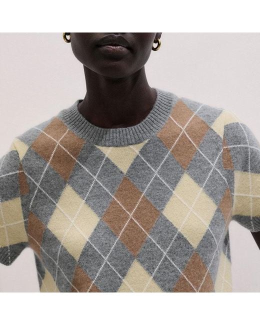 ME+EM Gray Cashmere Argyle Baby Tee