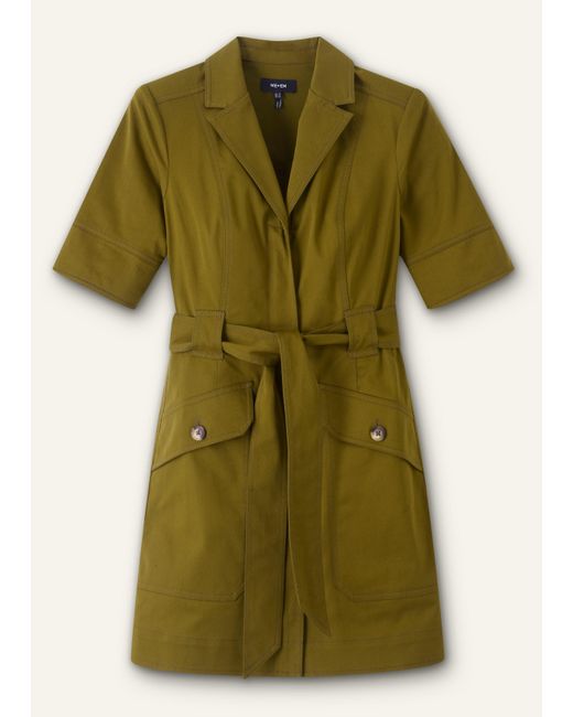 ME+EM Green Collared Zip Front Utility Dress + Belt
