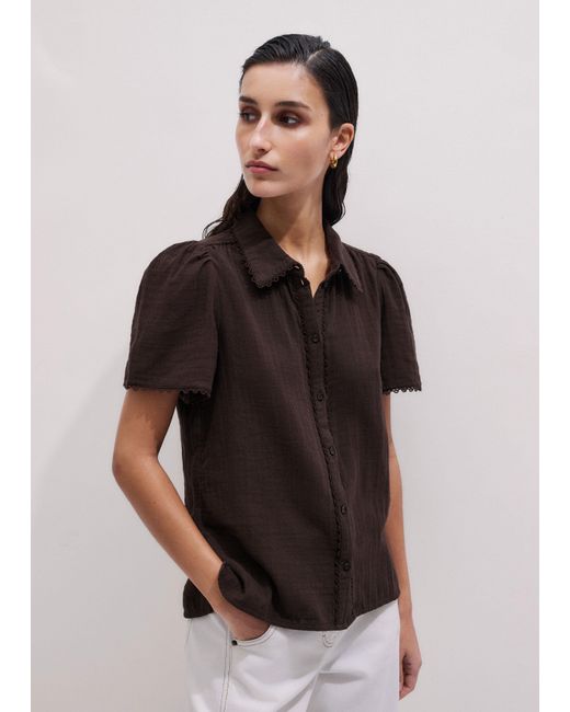 ME+EM Multicolor Cheesecloth Trim Detail Blouse