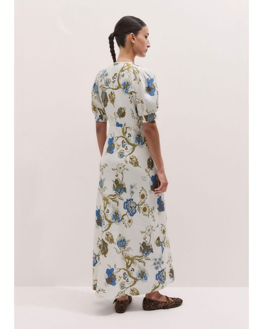 ME+EM Natural Floral Garden Print Bias Cut Maxi Dress + Cami Light Cream-Multi