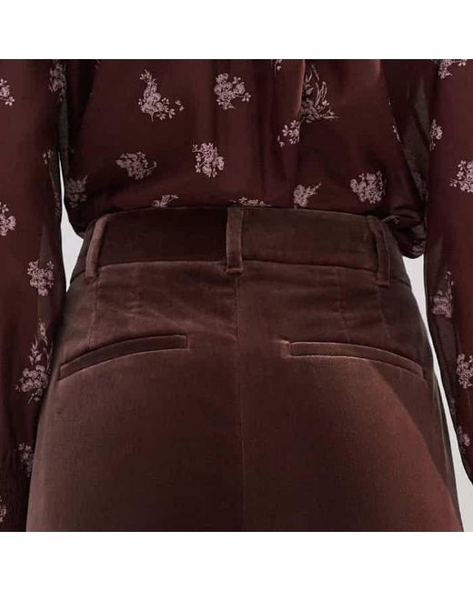 ME+EM Brown Velvet Evening Kick Flare Trouser Tea Rose