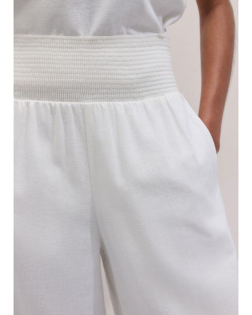 ME+EM Multicolor Crease-Less Linen Shirred Waist Culotte