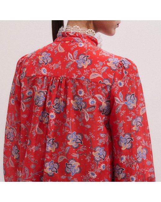 ME+EM Red Ornate Floral Paisley Print Blouse
