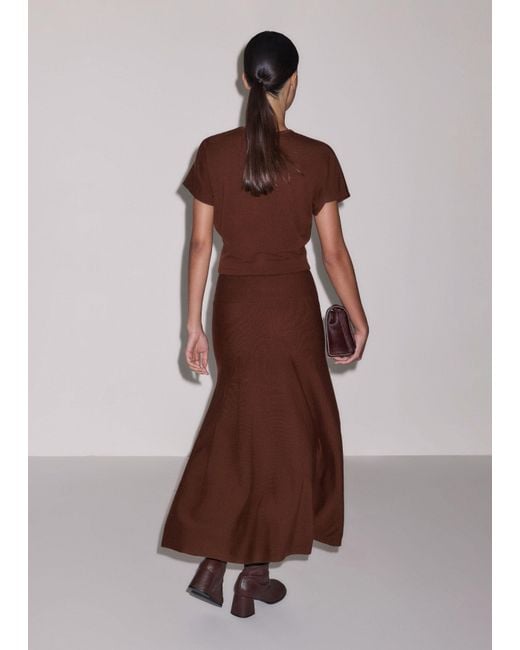 ME+EM Brown Fine Merino Blouson Maxi Dress