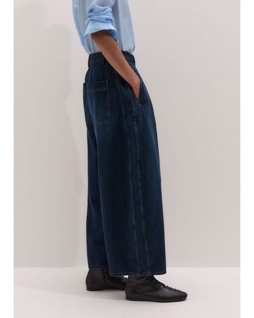 ME+EM Blue Pleated Barrel Jean