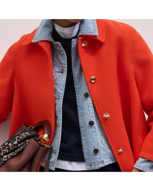 ME+EM Orange Sculptural Sleeve Swing Coat