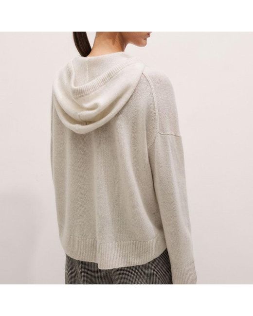 ME+EM Multicolor Luxe Cashmere Curved Hem Hoody Dark Charcoal
