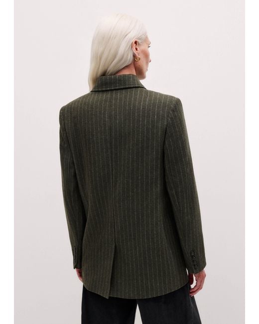 ME+EM Green Town To Country Relaxed Pinstripe Blazer