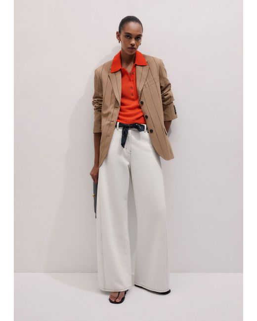 ME+EM Orange Intelligently Oversized Pinstripe Blazer Tan