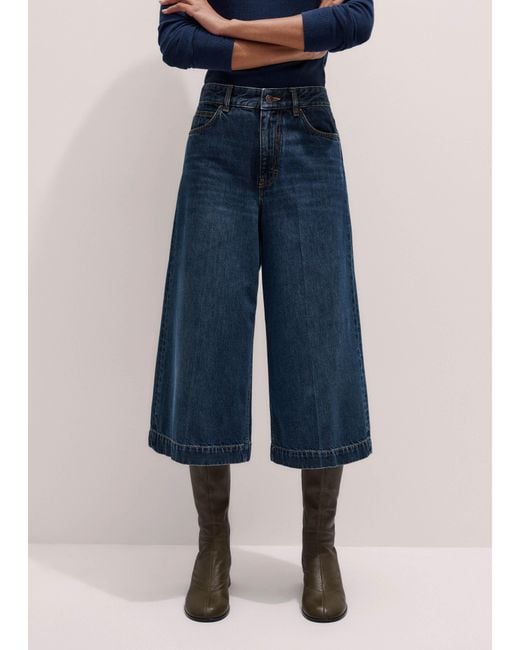 ME+EM Blue Crease Front Denim Culotte