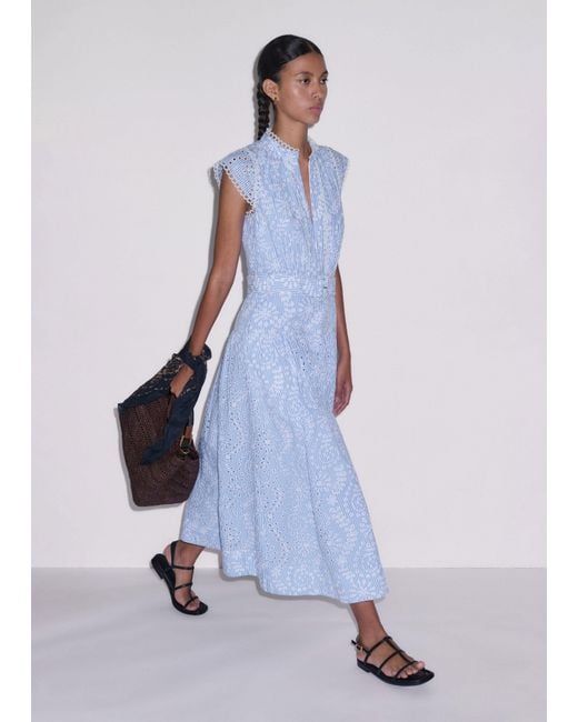 ME+EM White Broderie Anglaise Fit And Flare Maxi Dress + Belt