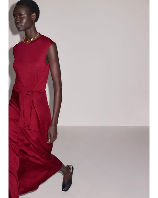 ME+EM Red Tie Front Maxi Dress