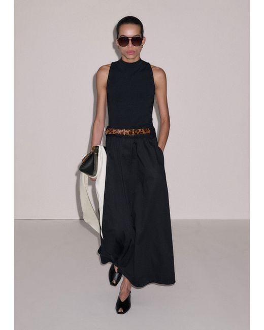 ME+EM Black Cotton A Line Maxi Skirt + Belt