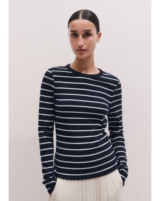 ME+EM Blue Ultimate Rib Long Sleeve Top