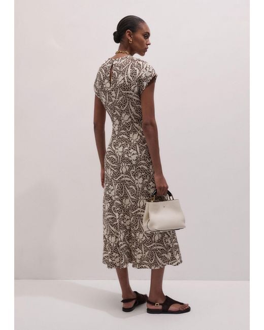 ME+EM Multicolor Bias Cut Speckled Bloom Print Maxi Dress-Light Cream