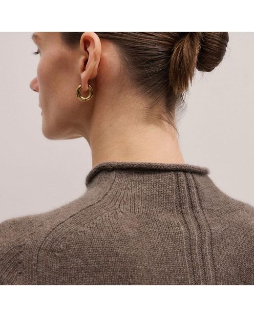 ME+EM Brown Cashmere Roll Trim Knit Tee
