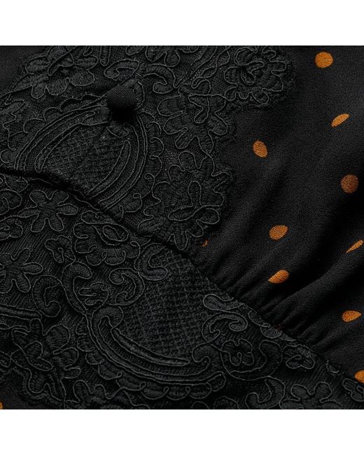 ME+EM Black Winter Polka Dot Lace Trim Maxi Dress/Caramel