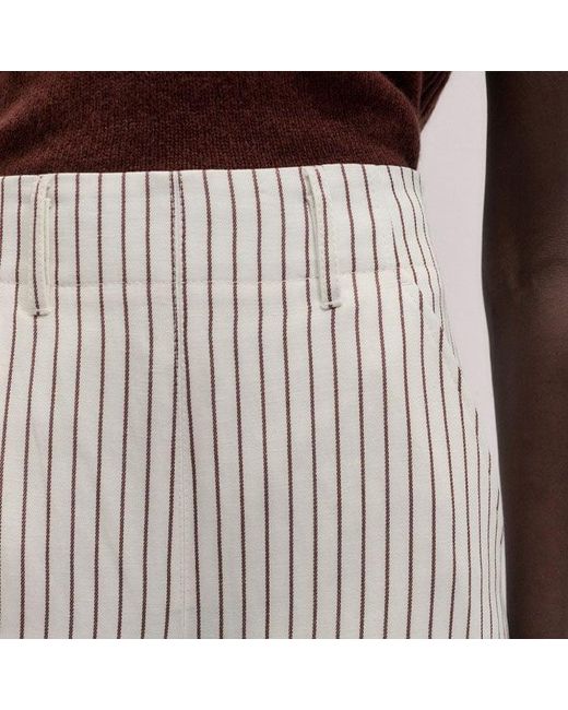 ME+EM Gray High Waist Wide-Leg Trouser Ivory-Cinnamon