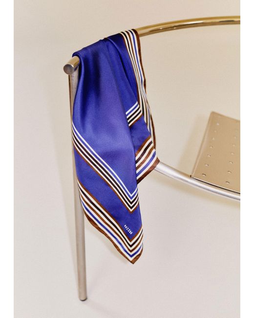 ME+EM Blue Multi Border Scarf