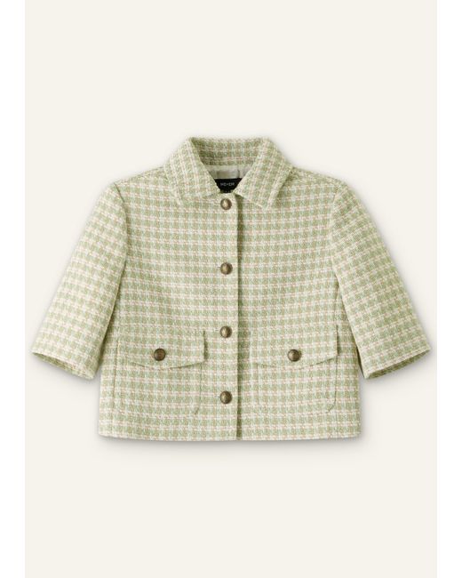 ME+EM Natural Dogtooth Short Sleeve Jacket