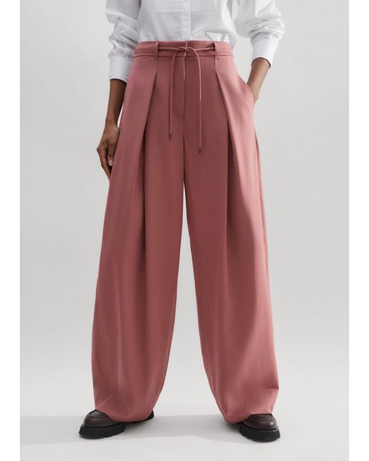 ME+EM Pink Tailored Wide Tapered Trouser + Belt