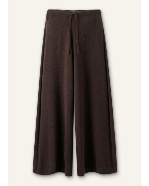 ME+EM Multicolor Cashmere Wide Leg Knit Trousers Warm Chocolate Melange