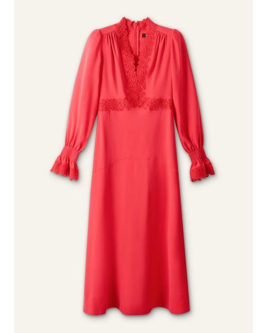 ME+EM Red Fit & Flare Lace Detail Maxi Dress Rose Petal