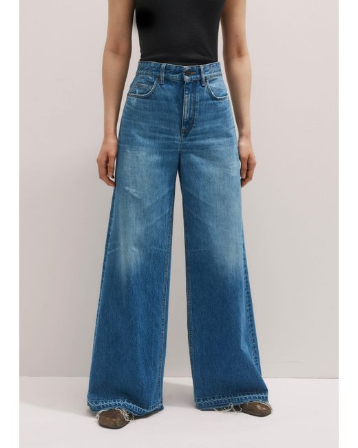 ME+EM Blue Distressed Ultimate Wide-Leg Jean Authentic