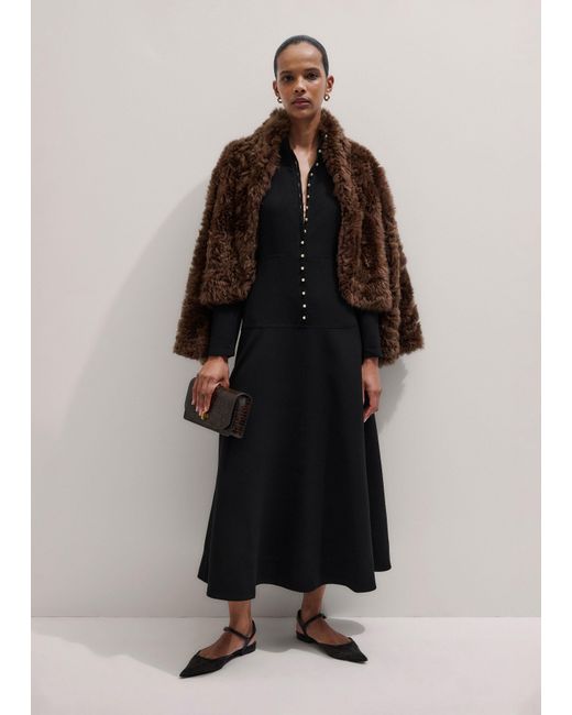 ME+EM Black A-Line Feature Button Maxi Dress