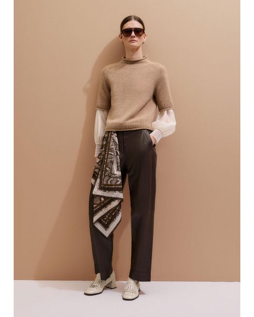 ME+EM Brown Feature Cuff Layering Blouse