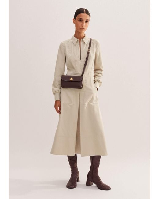 ME+EM Natural Soft Cord Midi Dress + Belt