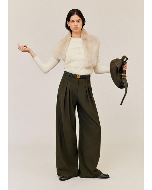 ME+EM Multicolor Wide Leg Double Pleat Trouser